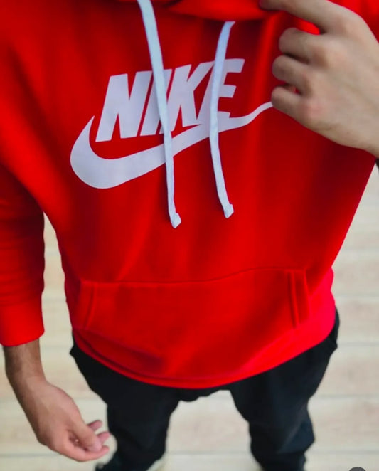 Imported Red Nike-Style Hoodie | Premium Winter Streetwear for Men