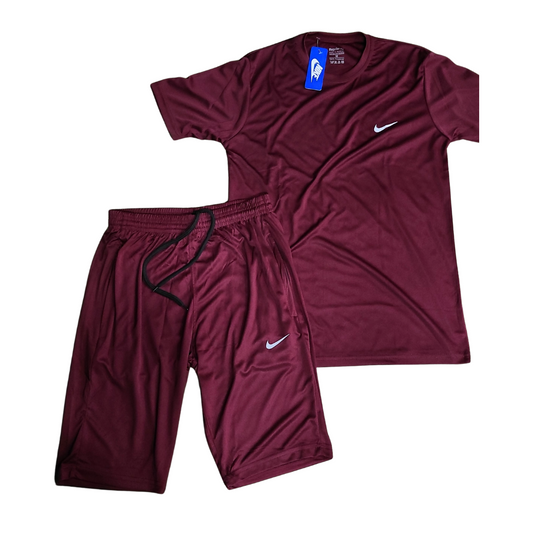 Men’s Maroon Dry-Fit Nikker Suit (Tee + Shorts Set)