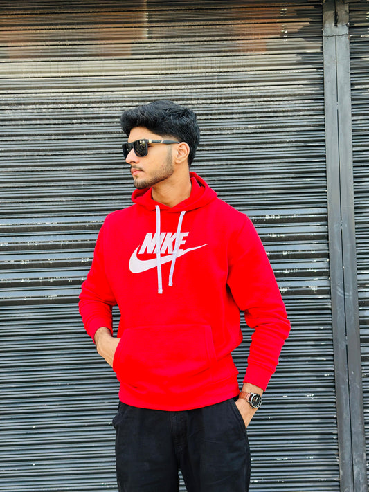 Imported Red Nike-Style Hoodie | Premium Winter Streetwear for Men